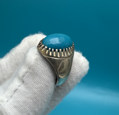 Sterling Silver Ring with Natural Turquoise (Feroza) Gemstone4