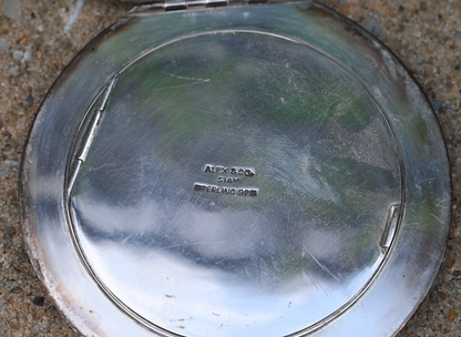Detailed Antique Alex & Co. Siam Repousse Sterling Silver Compact Powder Case6