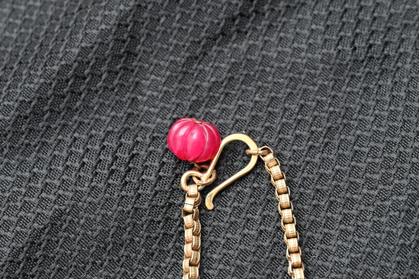 Gold Gilt Sterling Silver Necklace with Moonstone Petals & Red Ruby Gems12