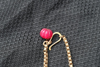 Gold Gilt Sterling Silver Necklace with Moonstone Petals & Red Ruby Gems12