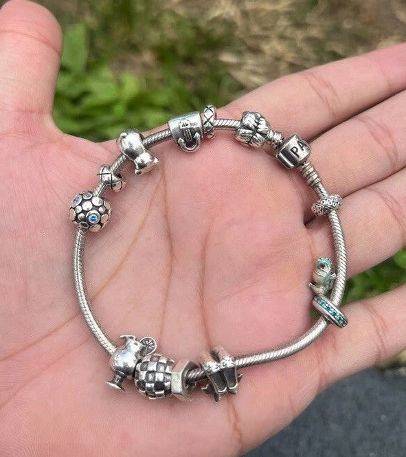 Gorgeous Vintage PANDORA Sterling Silver Charm Bracelet1