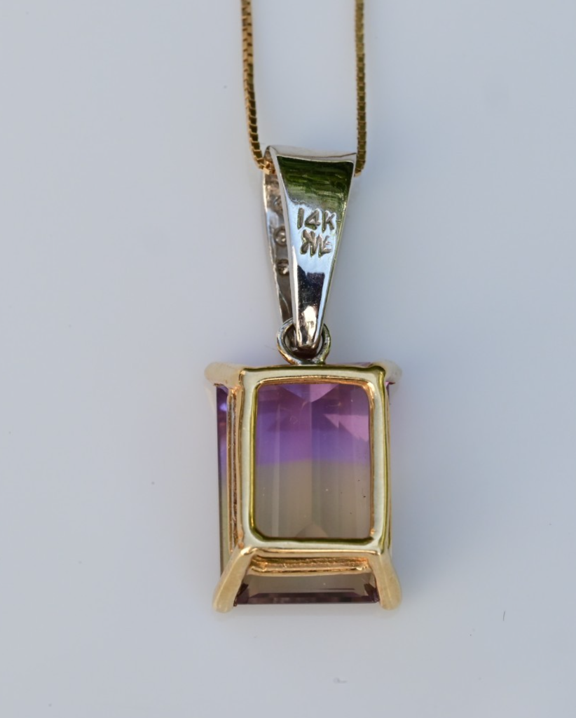 Matching 14K Jewelry Set Striking Emerald-cut Bi-Colored Ametrine & Diamonds8