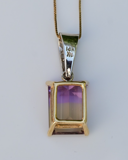 Matching 14K Jewelry Set Striking Emerald-cut Bi-Colored Ametrine & Diamonds8