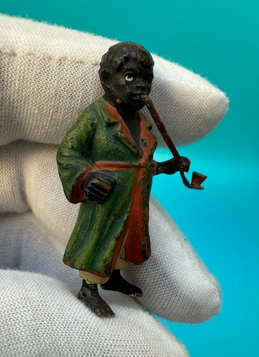 Rare Antique 19th C. / 1900s Austrian Vienna Cold Painted Rich Black Man Smoking0