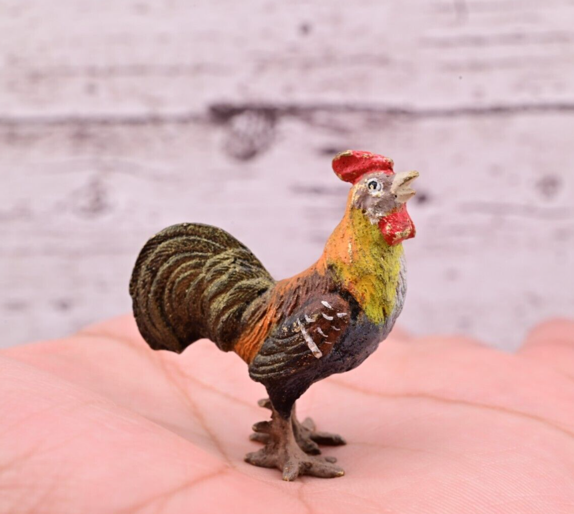 Gorgeous Antique Austrian Vienna Cold Painted Bronze Figure of Rooster4