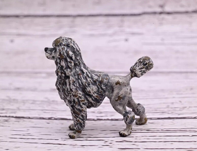 Antique Early 1900s Austrian Vienna Cold Painted Solid Bronze Gray Poodle ￼5