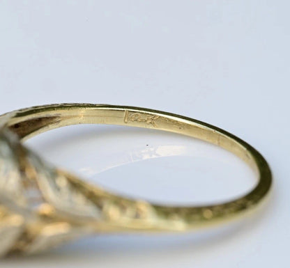 Elegant Antique 14K Bi Color Gold Ring w/ .30 ct Old Mine Cut Diamond IGI Cert11