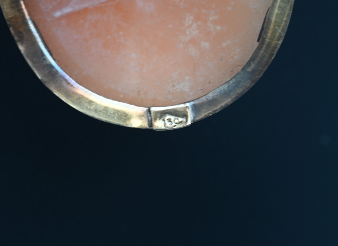 Antique Cameo Hand-Carved Profile of Goddess Diana (Artemis) 18K YG Pendant5