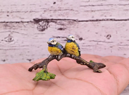 Beautiful Antique Austrian Vienna Cold Painted Bronze Figure of Birds Perched1