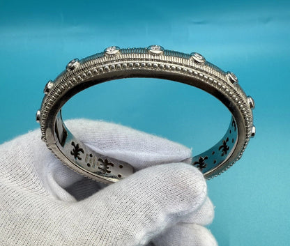Amazing Vintage Judith Ripka Sterling Silver Hinged Cuff Bracelet 5