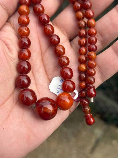 Gorgeous Dark Colored Natural Amber Necklace in Round Sphere Shape6