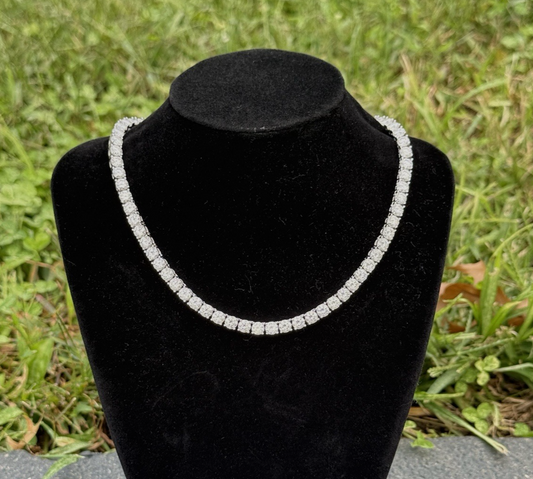 Gorgeous Round Cut Moissanite Tennis Necklace in 925 Sterling Silver 15" Length0