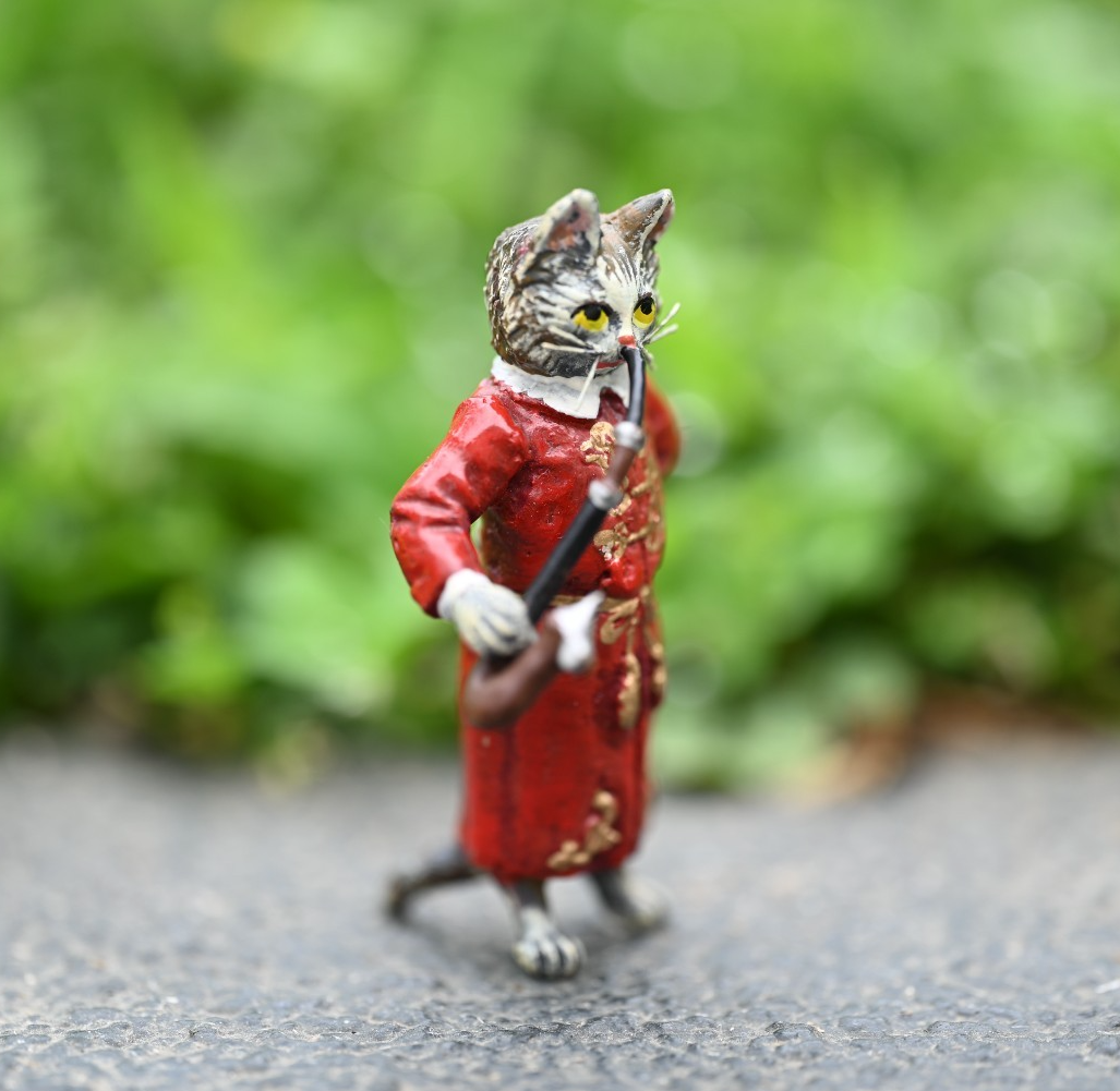 Fritz Bermann Austrian Vienna Cold Painted Bronze of Gentleman Cat Smoking1