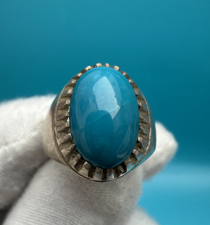 Sterling Silver Ring with Natural Turquoise (Feroza) Gemstone2