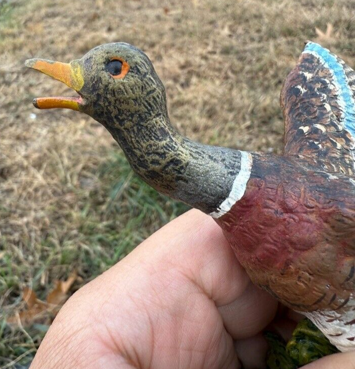 Antique Austrian Vienna Cold Painted Bronze Figure of Flying Mallard Duck4