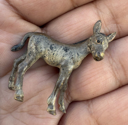 Cute Antique Austrian Vienna Cold Painted Bronze Figure of Young Donkey Foal2