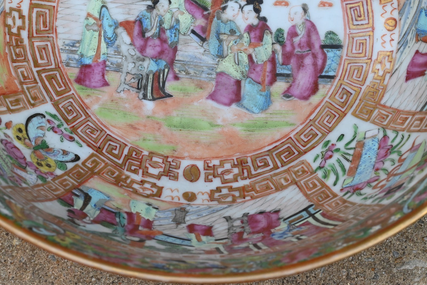 Genuine Chinese Antique 19th C. Hand Painted Rose Medallion Porcelain Punch Bowl10