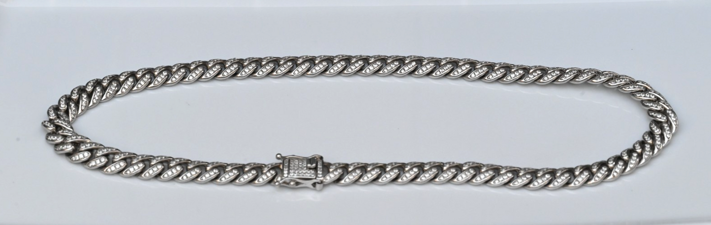 Beautiful Iced-out Box Clasp Pave-set CZ on Sterling Silver Necklace0