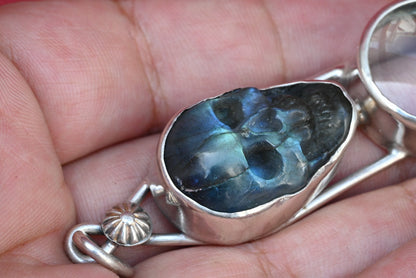Awesome Signed Sterling Silver Southwest Jewelers Loupe W/ Labradorite Skull3
