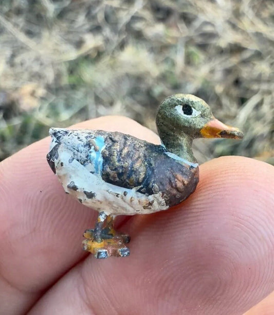 Miniature Antique Austrian Vienna Cold Painted Bronze Figure of Mallard Duck1