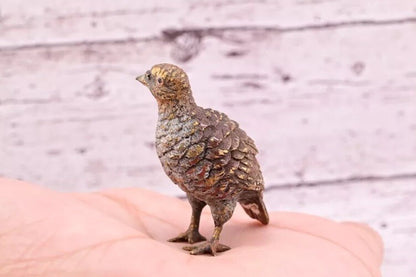 Original Early Antique Austrian Vienna Cold Painted Bronze of Partridge Bird3