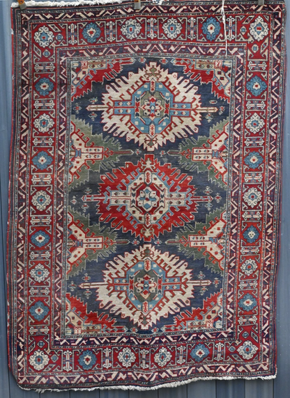 Gorgeous Handmade Mid - 20th Century Caucasian Kazak 6' x 4' Area Rug0
