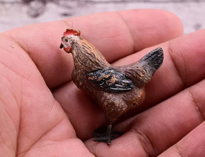 Wonderful Antique Austrian Vienna Cold Painted Bronze Figure of Brown Hen16