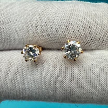 Awesome Vintage 14k Yellow Gold & Stud Earrings0