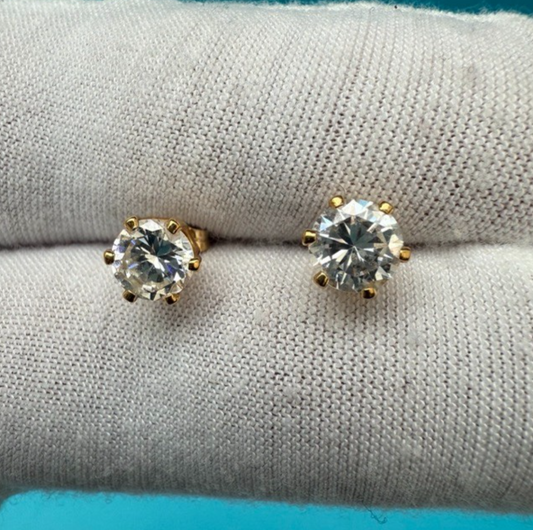 Awesome Vintage 14k Yellow Gold & Stud Earrings0