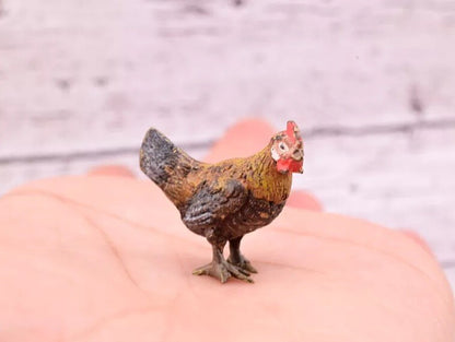 Well Detailed Antique Austrian Vienna Cold Painted Bronze Figure of Small Hen2
