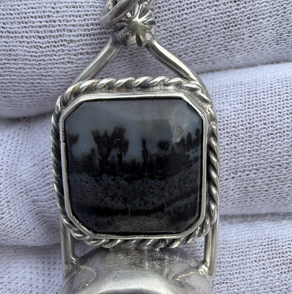 Signed MS Sterling Silver Southwest Jewelers Loupe W/ Moss Agate1