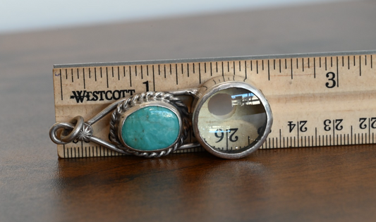 Sterling Silver Southwest Jewelers Loupe W/ Turquoise Cabochon0
