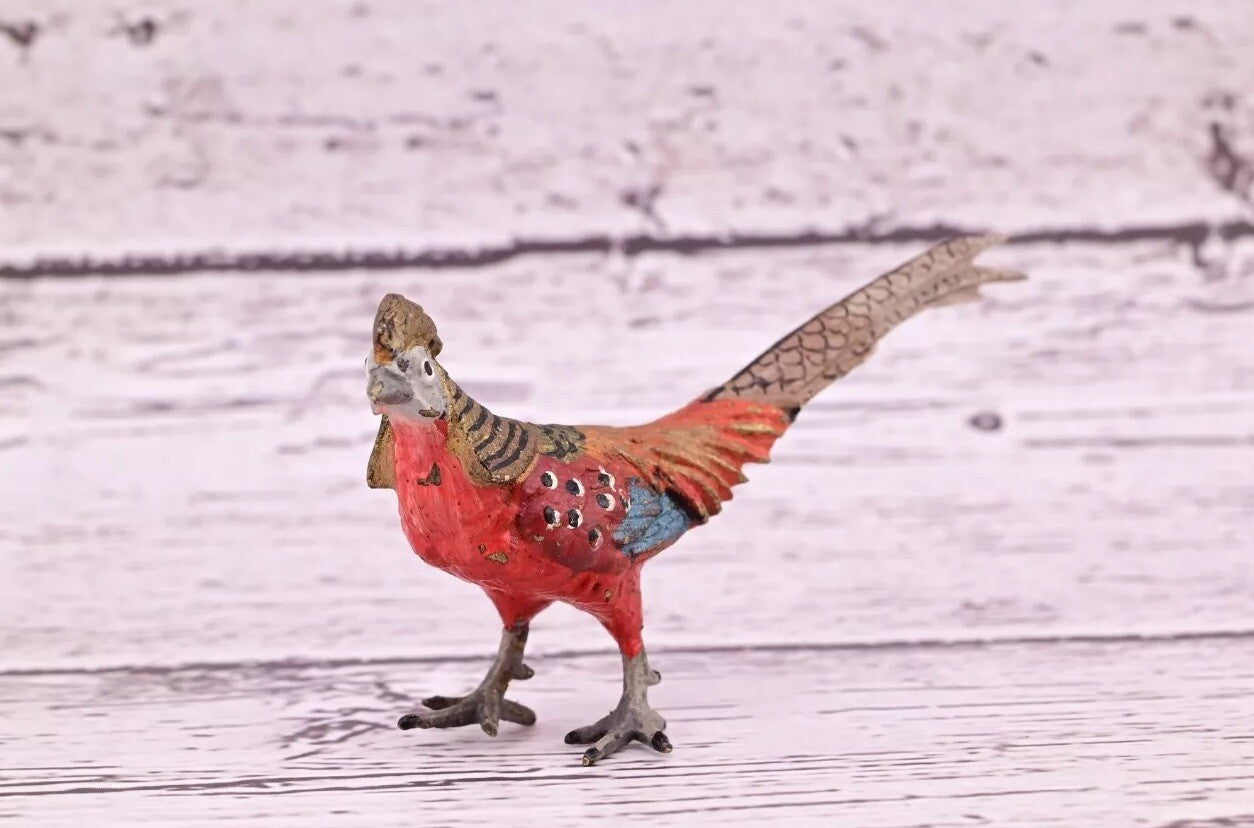 Amazing Antique Austrian Vienna Cold Painted Bronze Figure of Golden Pheasant7