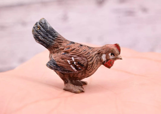 Superb Antique Austrian Vienna Cold Painted Bronze Figure of Brown Chicken Hen0