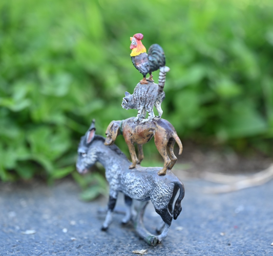 Austrian Vienna Cold Painted Bronze Figural Group of "Bremen Town Musicians"1