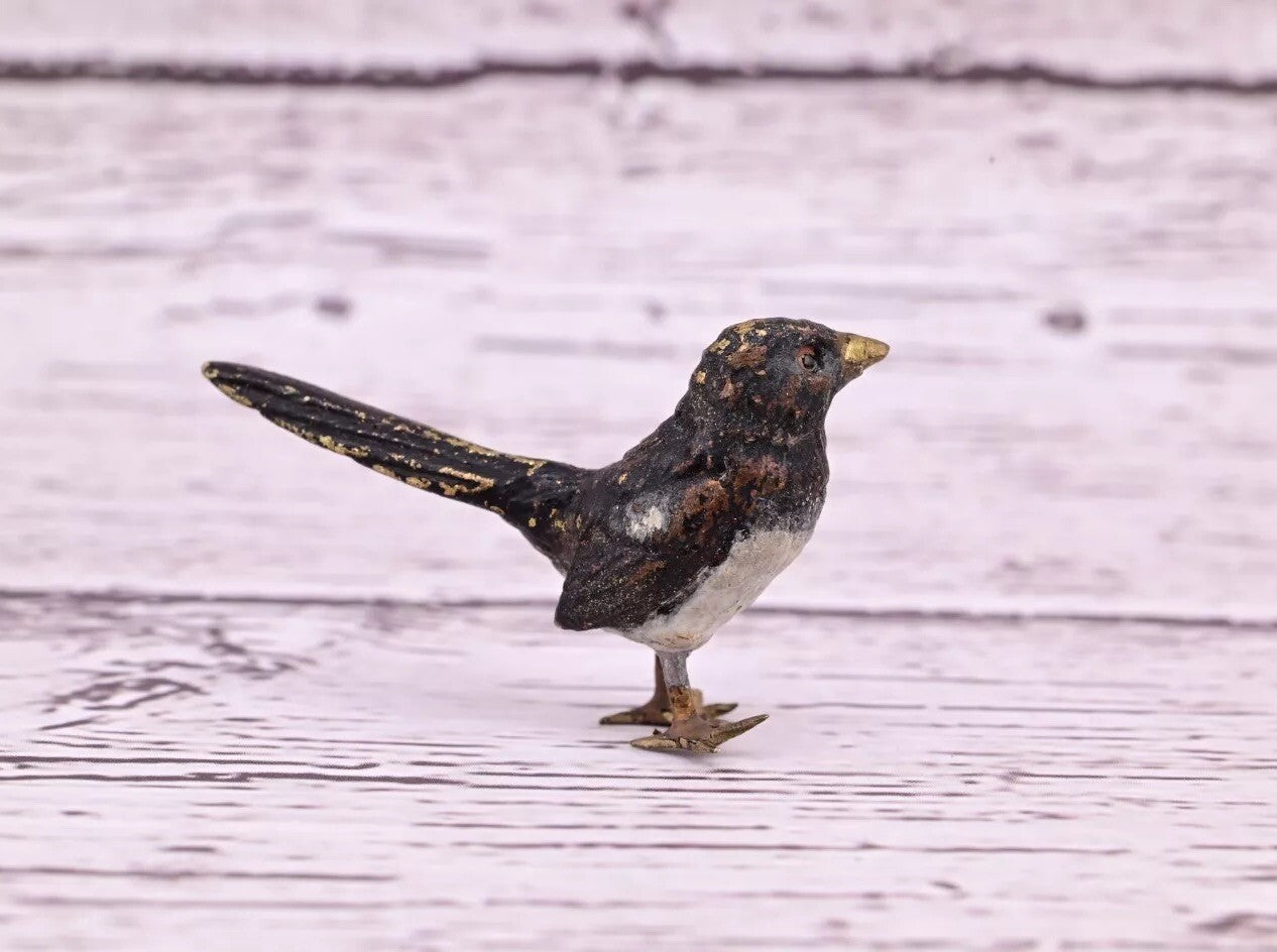 Highly Detailed Antique Austrian Vienna Cold Painted Bronze Small Black Bird3
