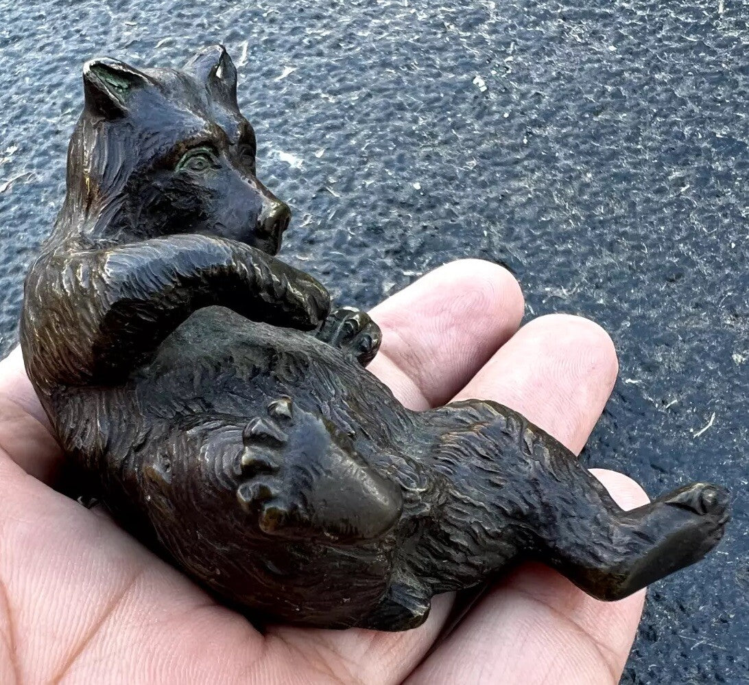 Awesome Austrian Vienna Style Bronze Paperweight of Playful Bear3