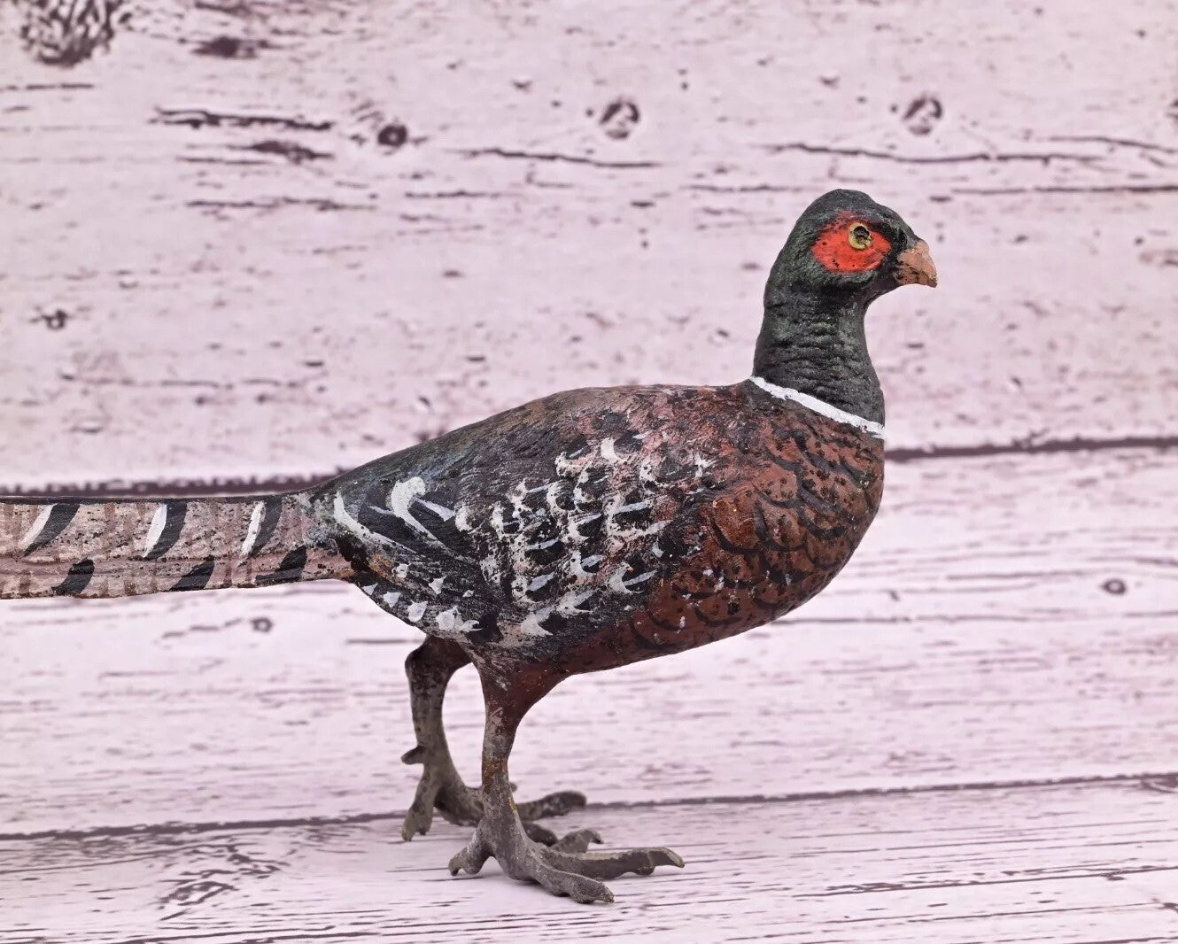 Antique Austrian Vienna Cold Painted Bronze Figure of Large Pheasant Bird4