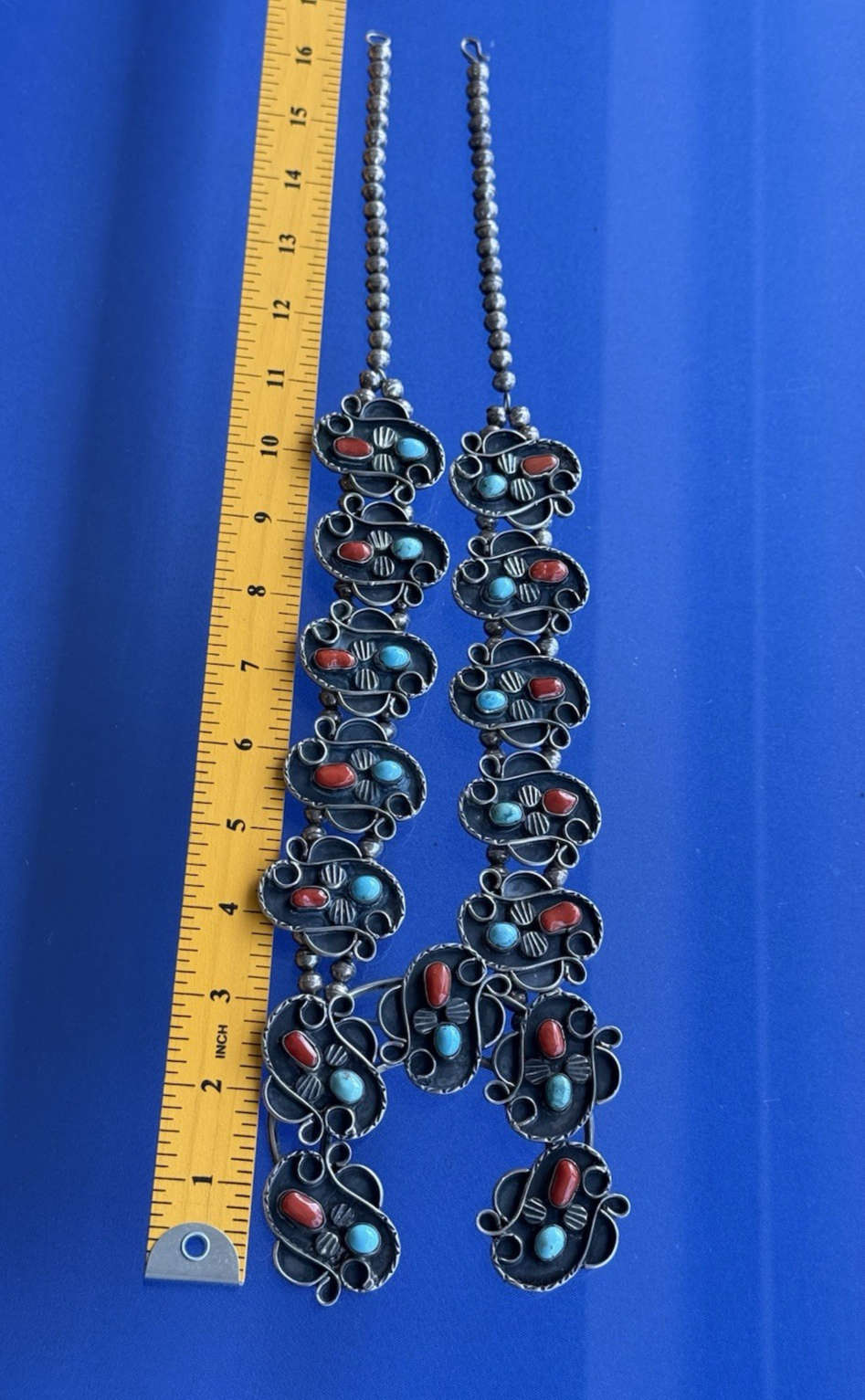 Huge Native American / Southwestern Sterling Silver Squash Blossom Necklace 304g5