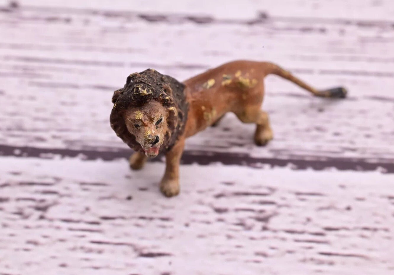 Super Tiny Antique Austrian Vienna Cold Painted Bronze Figure Standing Lion7