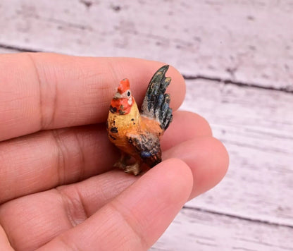 Original Miniature Antique Austrian Vienna Cold Painted Bronze Cute Rooster3