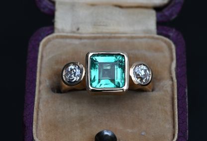 GIA Certified 2 Ct Colombian Emerald Ring with Antique Diamonds 18K Y- Gold6