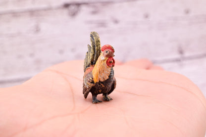 Amazing Antique Austrian Vienna Cold Painted Bronze Figure of Miniature Rooster2