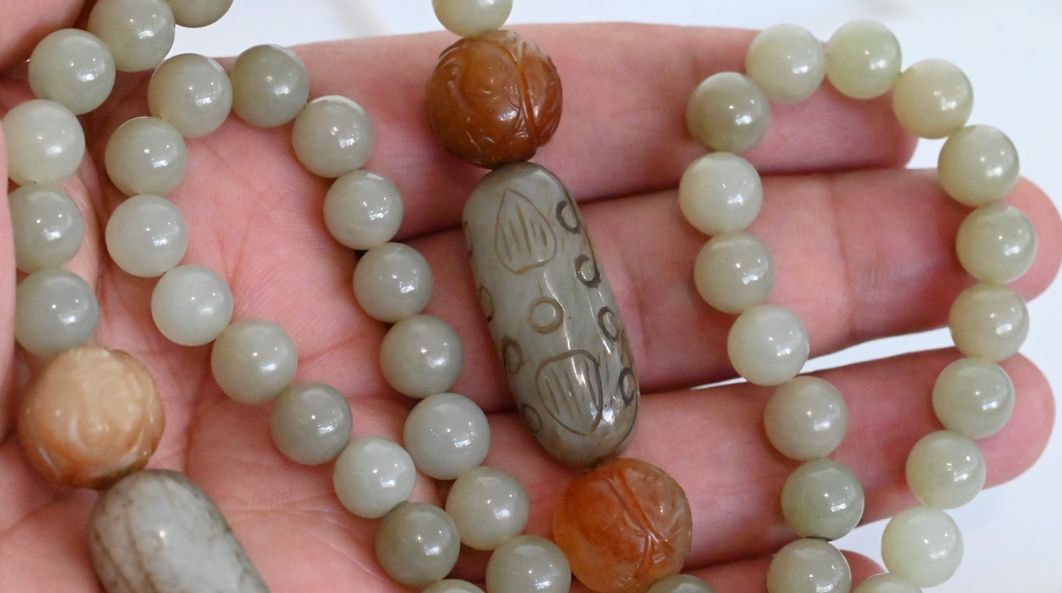 Antique / Vintage Chinese Beaded Jade Necklace6