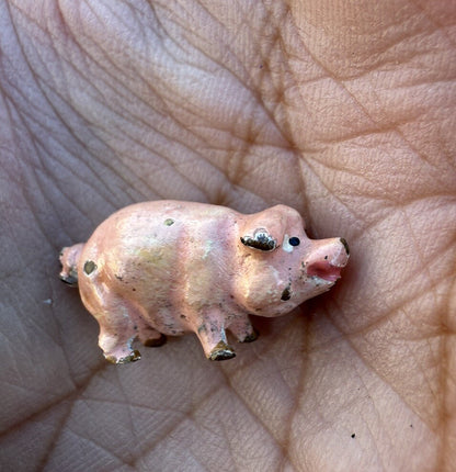 Miniature Antique Austrian Vienna Cold Painted Bronze Figure of Pink Pig0