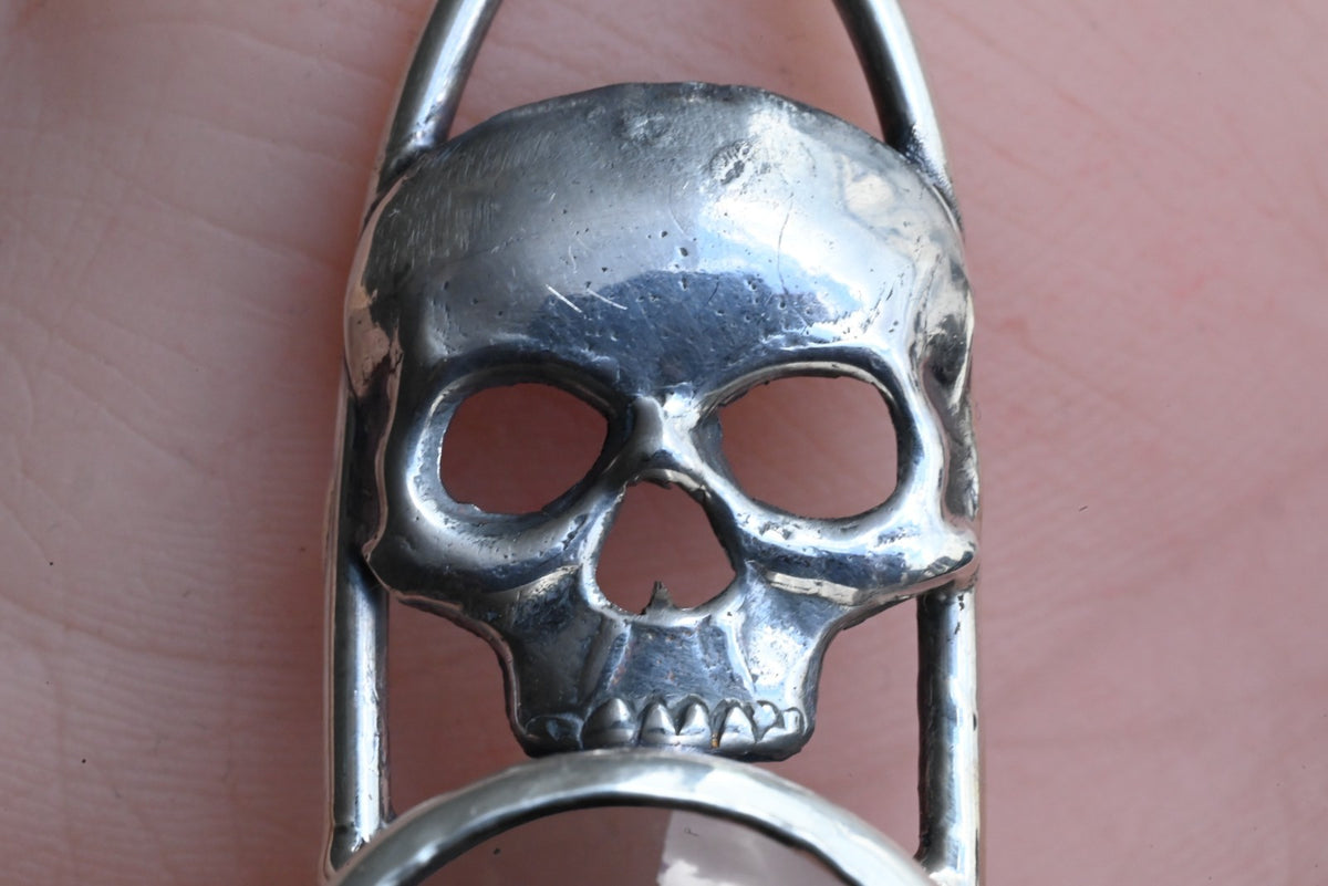 Vintage Signed Sterling Silver Southwest Jewelers  Loupe with Human Skull Design1