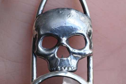Vintage Signed Sterling Silver Southwest Jewelers  Loupe with Human Skull Design1