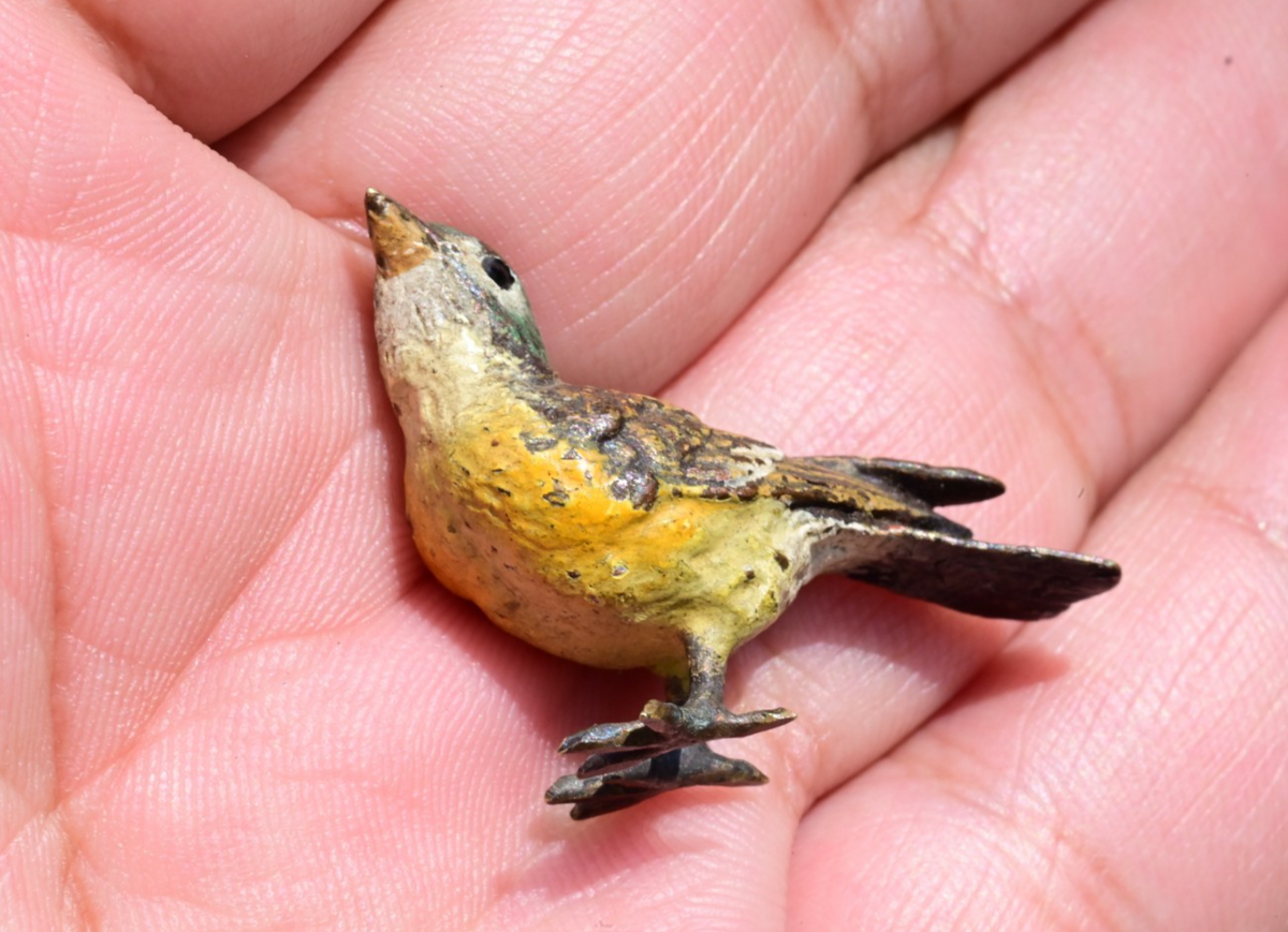 Super Cute Miniature Austrian Vienna Cold Painted Bronze Bird Figure of Robin5