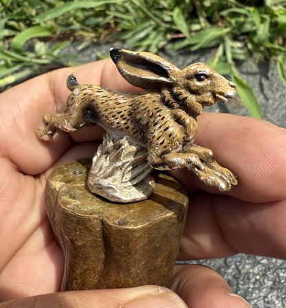 Awesome Antique Austrian Vienna Cold Painted Bronze of Running Rabbit0