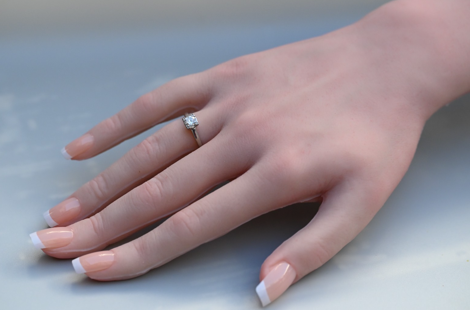 Early Vintage Platinum Engagement Ring Solitaire Diamond .40 ct by Prism- Lite6